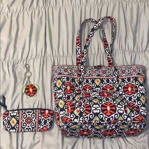Vera Bradley Sun Valley Tote PencilCase & KeyChain